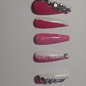 Pink and white nails